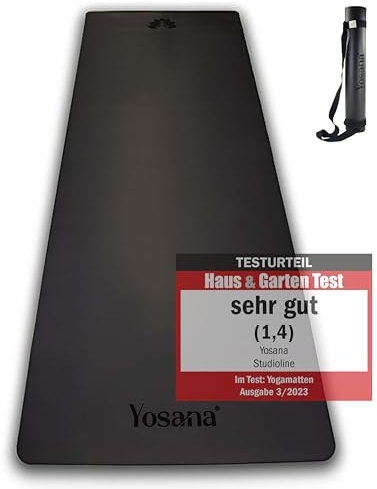 Yosana Yogamatte aus Naturkautschuk | extrem rutschfest | ULTRA GRIP Oberfläche aus ECO PU | extra breit 68cm | inklusive Tragegurt | Yoga matte 183x68cm | 4mm dünn