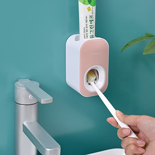 Mr. Thumbs Automatic Toothpaste Dispenser Wall Mounted for Bathroom,Toothpaste Squeezer for Kids & Family Shower by (1pc,Pink)
