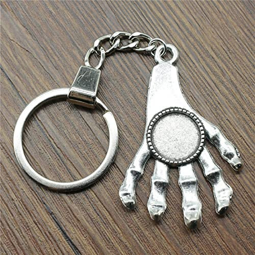 DXCO Vintage Fit 14mm Runde Hand Stil Cameo Cabochon Lünette Schlüsselanhänger Handgefertigter Schlüsselanhänger DIY Jude