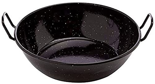 Acan Tradineur - Paellera honda con asas, acero esmaltado, 1 ración, cocinar paella, arroces, apta para cocina de gas y horno (Negro, Ø 18 cm)