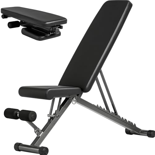 BARWING 10-7-4-3 Hantelbank, verstellbare Übung, 362.9 kg, schwere Neigung, Bankdrücken für Zuhause, Fitnessstudio, faltbare Trainings-Hebebank, Drachenflagge-Griff für Baucharm Workout