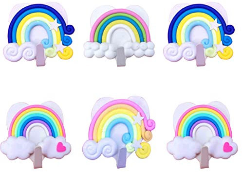 Zerodeko 10 Stücke Wolke Regenbogen Haken Wand Montiert Haken Kleidung Handtücher Wandaufhänger für Tür Eingang Küche Badezimmer Veranstalter (Zufällige Farbe)