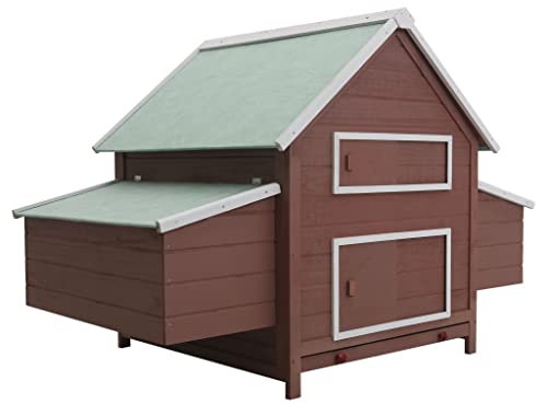 HOMIUSE HüHnerstall Winterfest Hühnerstall Braun Holz Meerschweinchen Haus HüHnerhaus KleintierkäFig Chicken Run HüHnerhaus Winterfest HüHnergehege Enten, GäNse, Kaninchen 157x97x110 cm