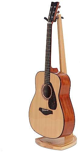 Musbeat Guitar Stand for Acoustic Guitar, Handmade Wooden Guitar Stand, Red Oak Guitar Stand for Electric Bass, Mandolin, Banjo, Hanging Guitar Stand