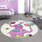 CARPETIA Süßer Kinder-Teppich mit Elefanten & Luftballons | in Creme rosa, 120 cm rund