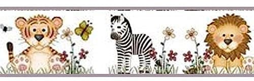 Dolls House Nursery Wallpaper Border Zoo Animals 1:24 1/2 inch Miniature Print
