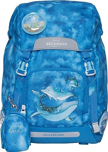 Beckmann, Schulrucksack Classic Ocean, Grundschule, 1. Klasse, ergonomisch, inkl. Regenüberzug, 22L, Blue
