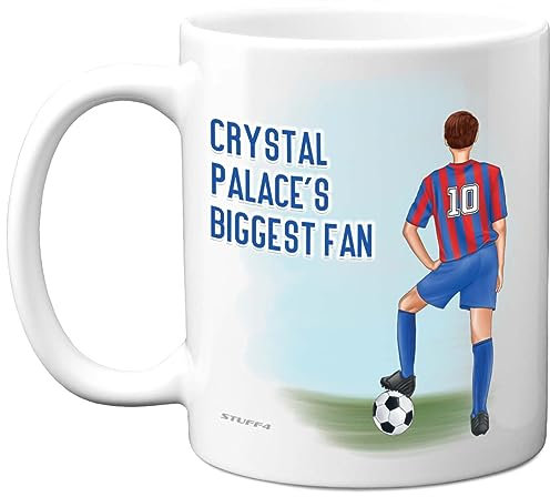 Football Mug Gift for Palace Fans - Footy Biggest Fan - Happy Birthday Mugs Present Gifts for Son Dad Brother Uncle Colleague Friend Cousin, 11oz Ceramic Dishwasher Safe Coffee Tea Cup