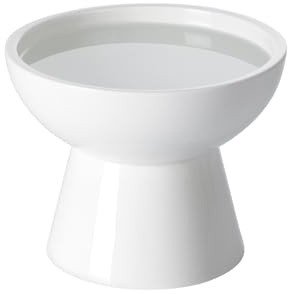 LoeJan Elevated Cat Food and Water Bowls Set, Extra Wide and Raised Ceramic Bowls, Anti-Vomit Whisker-Free Pressure Cat Feeder for Kittens to Adult Cats and Small Dogs (White, Water Bowl)