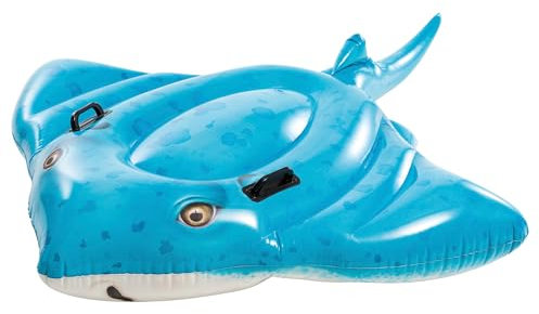 Intex Flotador Hinchable, 145X185 cm, Diseño Raya, Incluye Parche reparación, Colchoneta con 2 Asas, con 2 cámaras de Aire, Colchonetas de Piscina, Hinchables Playa, Juguete Agua (57576)