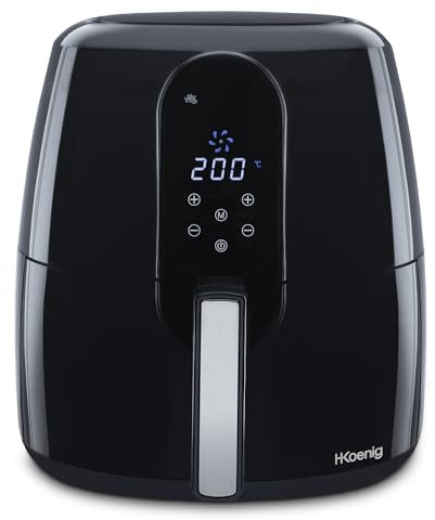 H.KOENIG Friggitrice ad aria senza olio FRY820, capacità 5,5L, 7 programmi di cottura, temperatura regolabile da 80°C a 200°C, touch screen, cestello rimovibile, lavabile in lavastoviglie, 1800 W