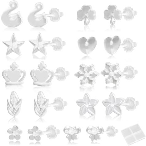 AWAVM 10 Paar klare Ohrringe für die Schule Kunststoff Ohrringe Hypoallergene Ohrringe Unsichtbare Ohrringe Klare Ohrstecker Kunststoff Ohrringe für empfindliche Ohren, Harz