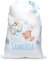 Sacchetto porta corredino personalizzato con il nome del tuo bambino bambina chiusura a coulisse sacca primo cambio neonato (Azzurro)