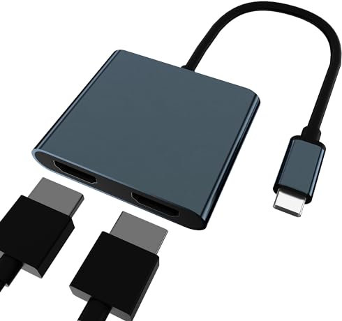 USB C to Dual HDMI Adapter: 2 HDMI USB C Hub - HDMI Extender for Dual Monitors, Twin HDMI Splitter for MacBook,MacBook Pro/Air,iPad Pro