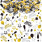 Lot de 1000 confettis de table Happy Birthday - Dorés et noirs - Décoration de table d'anniversaire - Confettis de fête d'anniversaire - Décoration de confettis pour anniversaires, fêtes