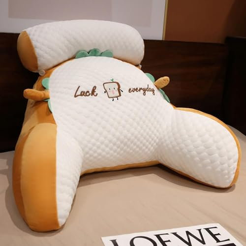 COMOCE Kuschelkissen für Erwachsene Ruhekissen für Bett, Rückenstützkissen,mit Armlehnen Weicher Bettsitz Gaming-Kissen Abnehmbares Rückenstützkissen für Bett Sofasessel,Luck Bread-70×50×30cm