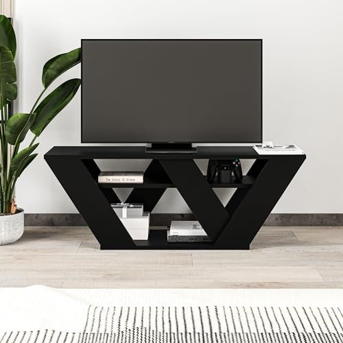 Hocuspicus HOCUS PICUS Modern Designed TV Unit for Livingroom up to 42 Inch TVs | Engineered Wood |110x30x40cm | Easy to Assemble and Clean (Black)