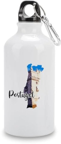 Guangpat Bouteille d'eau en acier inoxydable avec motif carte du Portugal - Paysage urbain du Portugal - Bouteille d'eau portable avec boucle de suspension - Gobelet pour cyclisme, fitness, sport,