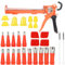 Cartlant Silicone Caulking Gun with 15 Nozzles Tips, Heavy Duty Sealant Gun Applicator V Shape Tube Caulk Tool Kit, Compact Dripless Mastic Smoother for Window Shower Filling Grouting Sealing
