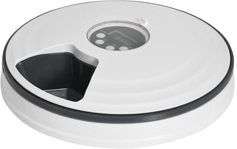 PawHut Alimentador Automático para Gatos y Perros Dispensador de Comida para Mascotas con Temporizador Pantalla LED Digital 4 Comidas al Día y 6 Cuencos 128 ml Ø30,5x7,2 cm Blanco
