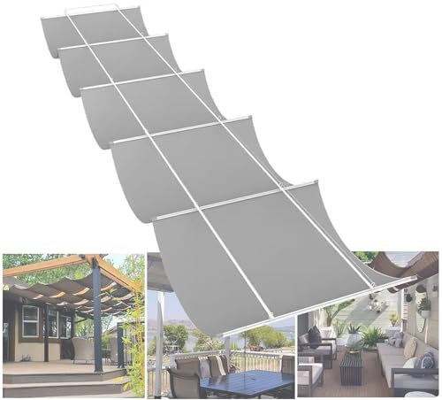 Seilspannmarkise Einziehbar Welle Sonnensegel Seilspanntechnik Beschattung für Terrassenüberdachung, 90% UV-beständig Sonnenschutz für Terrassen, Pergola und Balkon