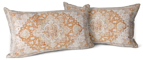 Snylcce 2er Set Kissenbezüge Boho gelb Antike & Vintage Design Weicher 30x50 cm Kissenbezug für Gartensofa, Sofa, Bett - Zierkissenbezüge 12x20 inch