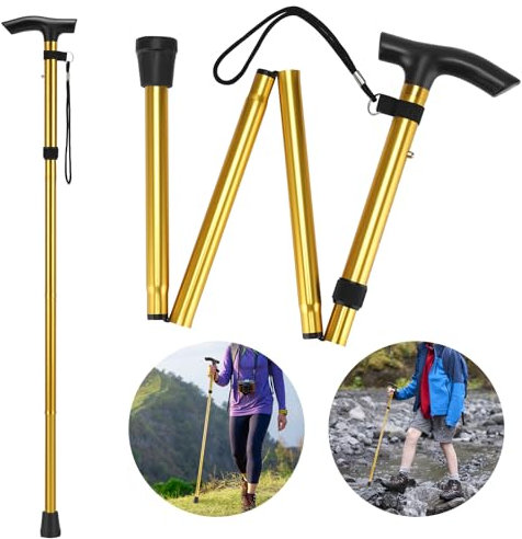 Thlevel Gehstock Faltbar Klappbar Bergstock Spazierstock Wanderstöcke Canes Höhenverstellbar rutschfest Leicht Herren Damen