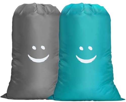 Flintronic Wäschesack Reise, Wasserdicht Wäschebeutel Reise, Schmutzwäsche Wäschesammler, Große Kapazität, Aufbewahrungstasche Wäschebehälter Für die Reise, 61x91 cm (Blau+Grau)