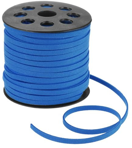 DMiotech Faux Suede Leather Cord 5mm x 50 Yards Flat Leather String Thin Leather Strip Lace for Necklace Bracelet Beading Jewelry Making Arts Crafts (Dark Navy Blue, 45m)