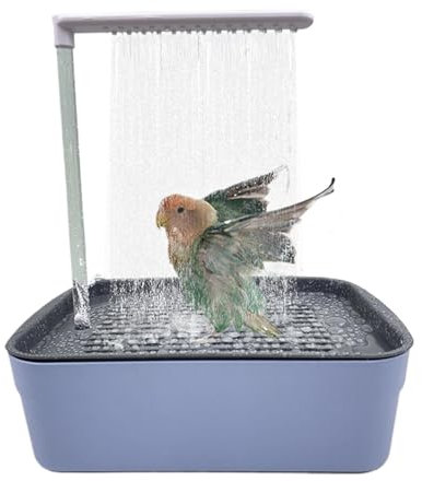 Mkiujhn Automatische Papageien-Badewanne mit Dusche, zirkulierendes Wasserbad, Papageien-Zirkulationsdusche, Haustier-Vogel-Badewanne für Nymphensittiche, afrikanisches Grau, Vogel