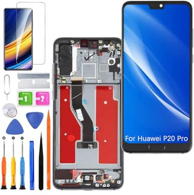 Écran pour Huawei P20 Pro TFT CLT-L29C CLT-L29 Écran LCD de Rechange Assemblée réparation Kit (Noir avec Cadre,Pas d'empreintes digitales)