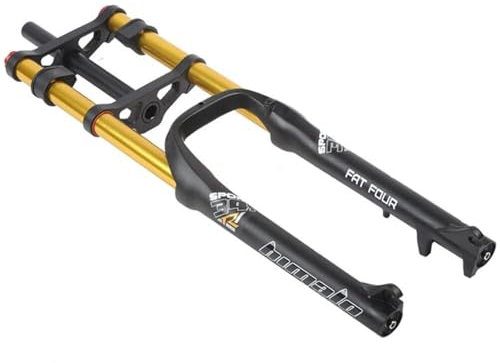 KLYso 26 * 4.0 Fat Bike Forcella Anteriore Downhill Forcella Ad Aria Doppia Spalla 1-1/8 Regolazione Del Rimbalzo Freno A Disco 140mm Corsa QR E-Bike Snow Beach BMX(Gold)