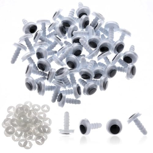 50 Stück Wackelaugen, Sicherheitsaugen für Häkeltiere 10mm Kunststoff Klein Knopfaugen Puppenaugen Wackelaugen Kein Nähen und Kleben Erforderlich, für Puppe Plüschtier Strickpuppen Basteln