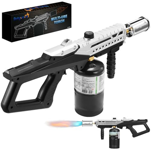 Dutywand Propane Grill Torch Gun – Cooking Torch Head max. 800,000 BTUs – Culinary Torch Sous Vide – Adjustable Flamethrower for BBQ, Campfire, Charcoal Wood Grills Lighter(Tank Not Included)