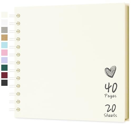 Hiwhy Fotoalbum Scrapbook 18x18 cm 20 Blätter DIY Scrapbook Hartes Kraftpapier Baby Erinnerungsbuch Familie Geburtstag Hochzeit Jahrestag Scrapbook, Beige