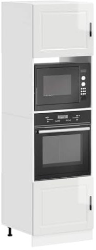 Juroupi Armadi Forno 2 pz Porto Bianchi Lucido in Legno Multistrato, Armadio per Forno e Microonde, Mobili a Cucina - 3315053