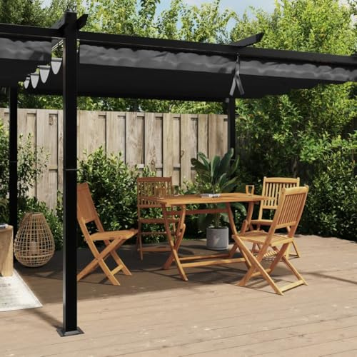 Tonnelle de jardin en aluminium avec toit rétractable Anthracite 3 x 6 m