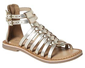 Vertbaudet Kinder Römersandalen aus Leder mit Reißverschluss gelb metallisch 27