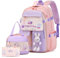 FIXITOK Mädchen-Rucksack-Set, 3-teilig, Schulrucksack für Mädchen, Kawaii-Häschen-Kinderrucksack für Mädchen im Kindergarten, Grundschule, Vorschule, Mittelschule, mit Lunchbox, Federmäppchen