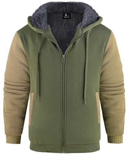 SwissWell Giacca con Cappuccio da Uomo Invernale Felpa in Pile con Cappuccio con Cerniera Fodera Calda Giacca con Tasche per Escursionismo Campeggio