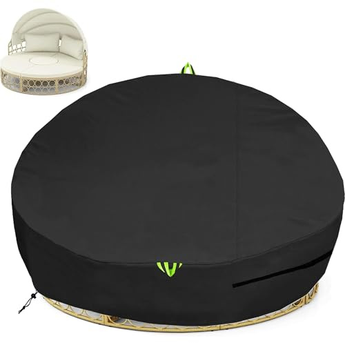 Sonneninsel Abdeckhaube Schutzhülle Wasserdicht 600D Oxford Gewebe Abdeckung Wetterfest für Sonneninsel Abdeckung Liegeinsel Rund - Ø223x88/45cm