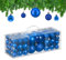 Relaxdays Weihnachtskugeln im 76er Set, Kunststoff, glitzernde, Matte, glänzende Baumkugeln, Christbaumschmuck, blau