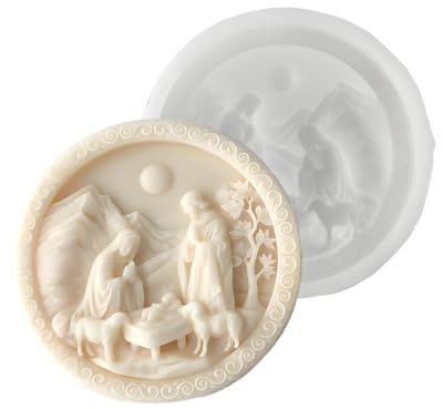 Krippen Formen Silikon - Geburt Jesu Schokoladenformen | 3D Runde Silikon Form Einfache Entformung Weihnachtsform Für Gips Seife Schokolade Fondant Backen Epoxidharz Gips Bastelprojekte