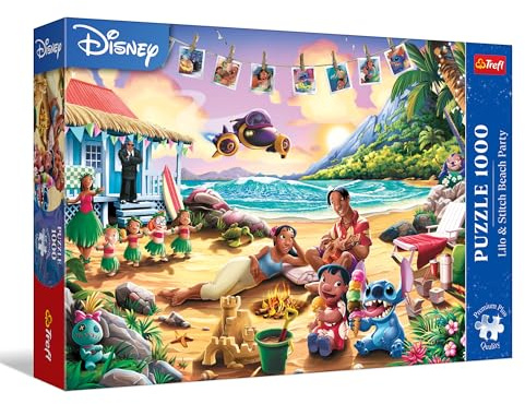 Trefl - Puzzle 1000 Teile, Strandparty, Premium Plus, Lilo&Stitch | Für Kinder und Erwachsene ab 14 Jahren, hochwertiger, kreativer Zeitvertreib, präzise aufeinander abgestimmt, Entspannung