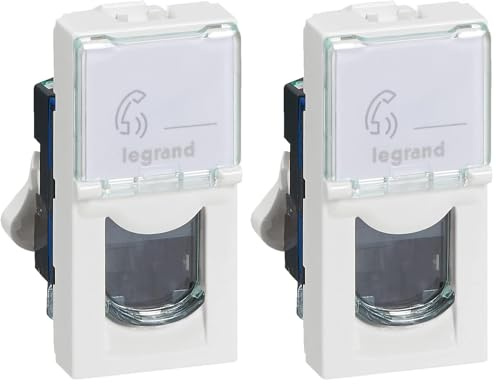 Legrand - Prise RJ 45 multimédia Mosaic catégorie6 F/UTP - Blanc - 1 Unité (Lot de 2)