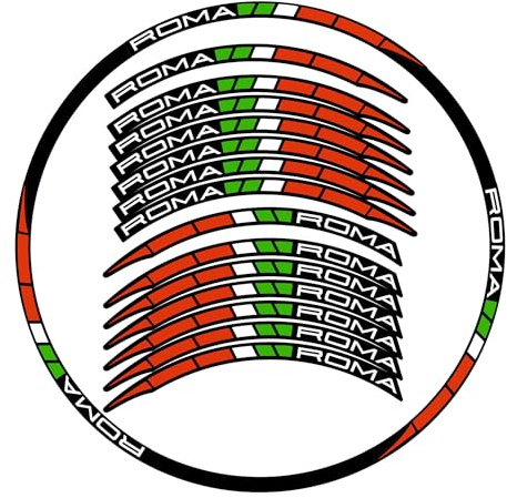 DualColorStampe Kit Adesivi Cerchi Bici MTB e Corsa - Decalcomanie Professionali per 2 Ruote, Filetti Strisce Bandiera Italiana - Compatibile con 26, 27,5, 28-29 Pollici B0233 (26'' Pollici)