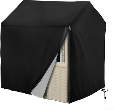 Momfin 210D Oxford Outdoor Wooden Playhouse Cover, Large Playhouse Cover, Waterproof Dustproof UV Protection with Drawstring Fit for Garden Patio(black 115 * 102 * 127cm)