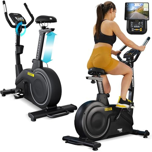 TREX SPORT Hometrainer Fahrrad EXEN bis 150kg 21 App Trainingsprogramme | TX-950EB Ergometer mit LCD-Display, Heimtrainer Fahrrad, Schwarz