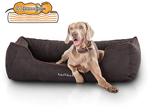 Knuffelwuff Orthopädisches Hundebett Amelie aus Velours mit Handwebcharakter XXL 120 x 85cm Schwarz - abnehmbarer Bezug - waschbar - für große, mittelgroße und kleine Hunde