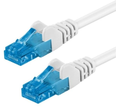 Goobay 59824 RJ45 Patchkabel CAT 6A U/UTP / 500 MHz Netzwerkkabel / Kupfer Internetkabel halogenfrei / RJ 45 Stecker / LAN Kabel / Weiß / 1m